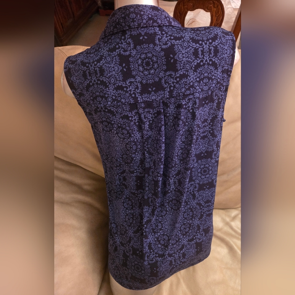 Croft & Barrow Black Blue Paisley Print Sleeveless Top Size M - Picture 11 of 12
